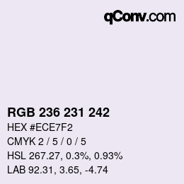 Color code: RGB 236 231 242 | qconv.com