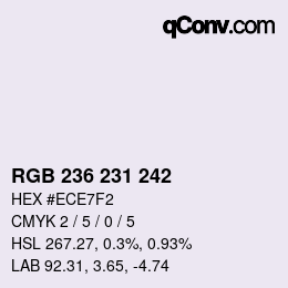 Color code: RGB 236 231 242 | qconv.com