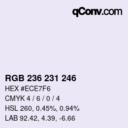 Color code: RGB 236 231 246 | qconv.com