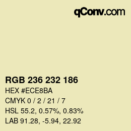 カラーコード: RGB 236 232 186 | qconv.com