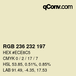 Color code: RGB 236 232 197 | qconv.com