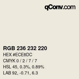 Color code: RGB 236 232 220 | qconv.com