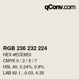 Code couleur: RGB 236 232 224 | qconv.com