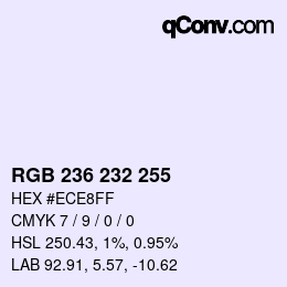 Color code: RGB 236 232 255 | qconv.com