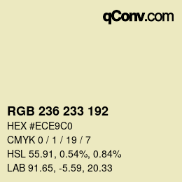 カラーコード: RGB 236 233 192 | qconv.com