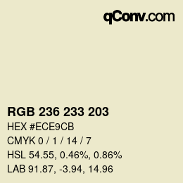 Color code: RGB 236 233 203 | qconv.com