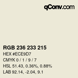 Color code: RGB 236 233 215 | qconv.com