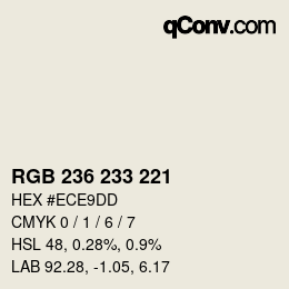 Code couleur: RGB 236 233 221 | qconv.com