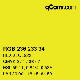 Color code: RGB 236 233 34 | qconv.com
