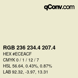 カラーコード: RGB 236 234.4 207.4 | qconv.com