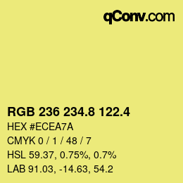 カラーコード: RGB 236 234.8 122.4 | qconv.com