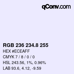 Color code: RGB 236 234.8 255 | qconv.com