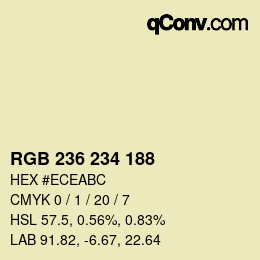 Color code: RGB 236 234 188 | qconv.com