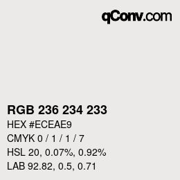 Código de color: RGB 236 234 233 | qconv.com