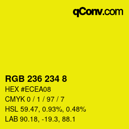 Color code: RGB 236 234 8 | qconv.com