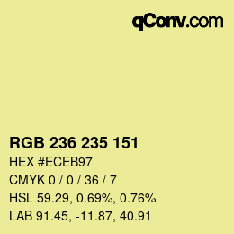 Color code: RGB 236 235 151 | qconv.com