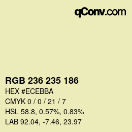 Color code: RGB 236 235 186 | qconv.com