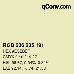 Color code: RGB 236 235 191 | qconv.com