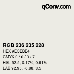 カラーコード: RGB 236 235 228 | qconv.com