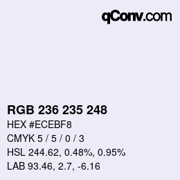 Color code: RGB 236 235 248 | qconv.com