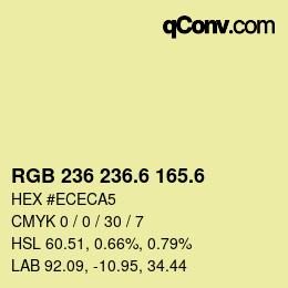 カラーコード: RGB 236 236.6 165.6 | qconv.com