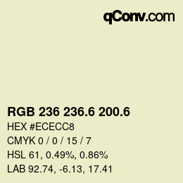 カラーコード: RGB 236 236.6 200.6 | qconv.com