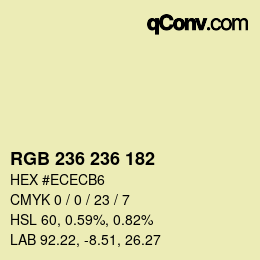 Color code: RGB 236 236 182 | qconv.com