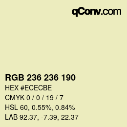 Código de color: RGB 236 236 190 | qconv.com