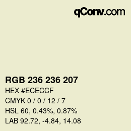 Color code: RGB 236 236 207 | qconv.com