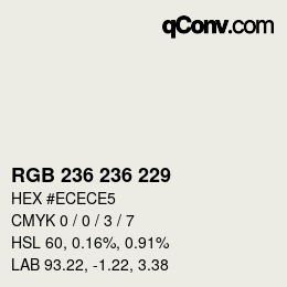 Color code: RGB 236 236 229 | qconv.com