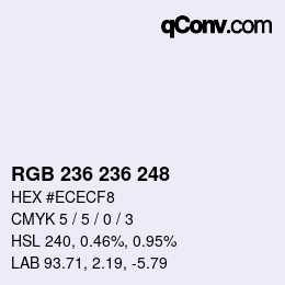 Color code: RGB 236 236 248 | qconv.com