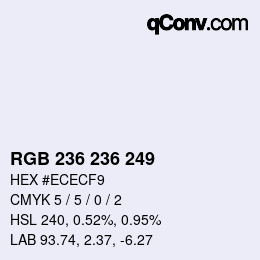 Color code: RGB 236 236 249 | qconv.com