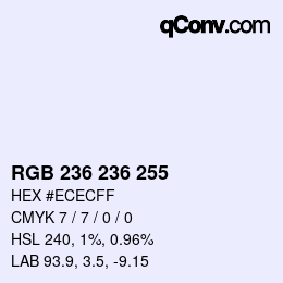 Color code: RGB 236 236 255 | qconv.com