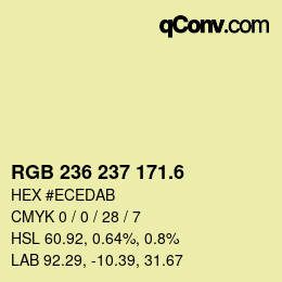カラーコード: RGB 236 237 171.6 | qconv.com