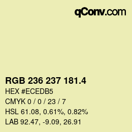 カラーコード: RGB 236 237 181.4 | qconv.com
