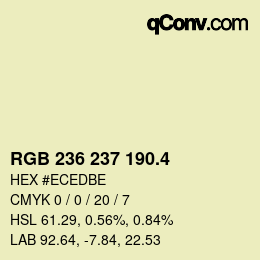 カラーコード: RGB 236 237 190.4 | qconv.com