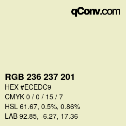 Color code: RGB 236 237 201 | qconv.com