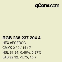 カラーコード: RGB 236 237 204.4 | qconv.com