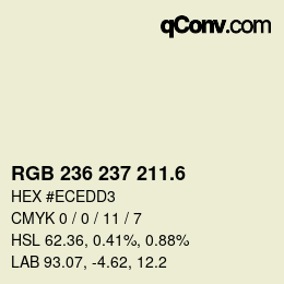 カラーコード: RGB 236 237 211.6 | qconv.com