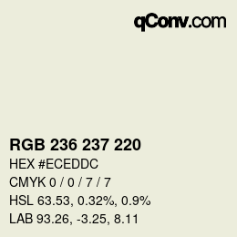 Color code: RGB 236 237 220 | qconv.com