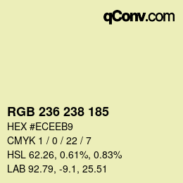 Color code: RGB 236 238 185 | qconv.com