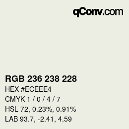 カラーコード: RGB 236 238 228 | qconv.com
