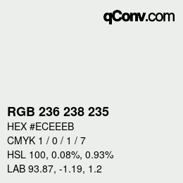 Color code: RGB 236 238 235 | qconv.com