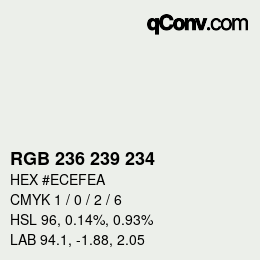 Color code: RGB 236 239 234 | qconv.com