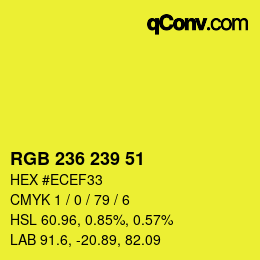 Color code: RGB 236 239 51 | qconv.com