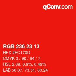 Color code: RGB 236 23 13 | qconv.com