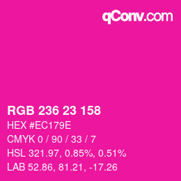 Código de color: RGB 236 23 158 | qconv.com