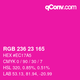 Color code: RGB 236 23 165 | qconv.com