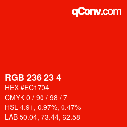 颜色代码: RGB 236 23 4 | qconv.com