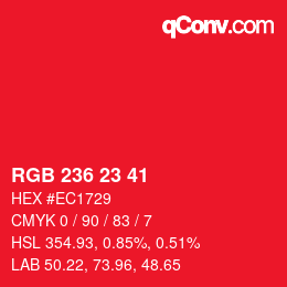 カラーコード: RGB 236 23 41 | qconv.com